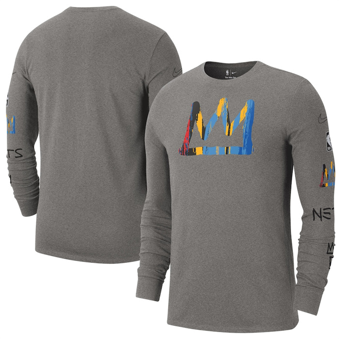 Men's Brooklyn Nets Heather Charcoal 2022/23 City Edition Essential Expressive Long Sleeve T-Shirt